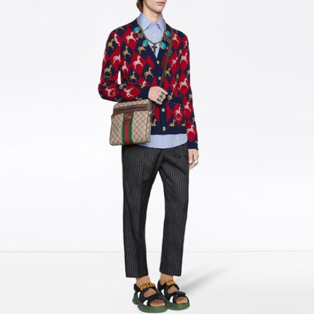 Gucci Red Horse Print Cardigan